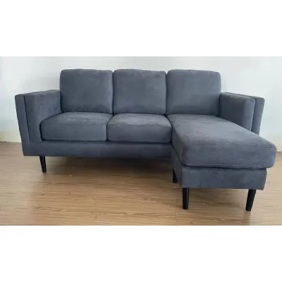 Chaise Sofa Set in Crib 5 Charcoal Grey Fabric