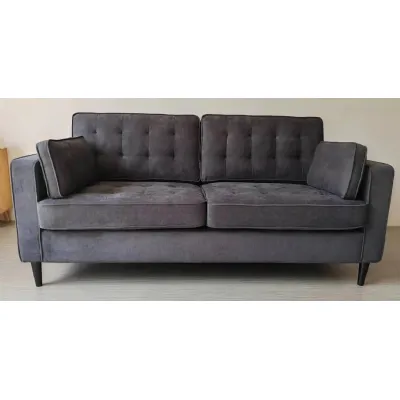 2 Seater Buttonback Sofa in Crib 5 Charcoal Grey Fabric