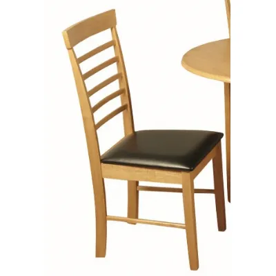 Light Oak Dining Chair with Faux Leather Seat Pad