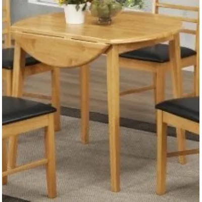 Light Solid Hardwood Round Drop Edge Dining Table and 2 Spindleback Chairs