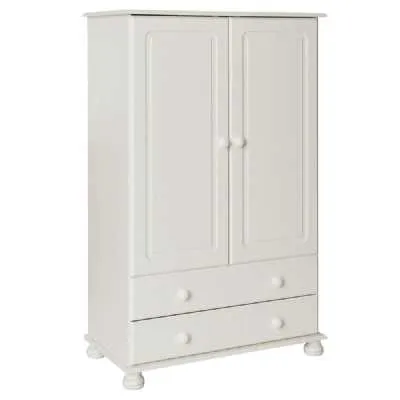 White 2 Door Wardrobe 2 Drawers Small Low Kids Combination Double Robe