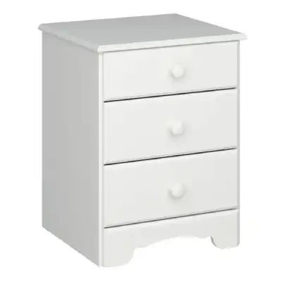 Nordic Bedside Table 3 Drawers in White
