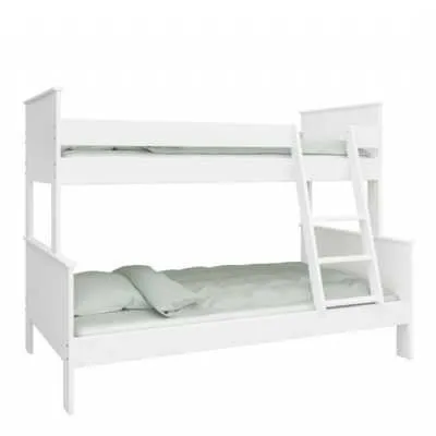 White Wooden Kids Triple Bunk Bed Single Over Double