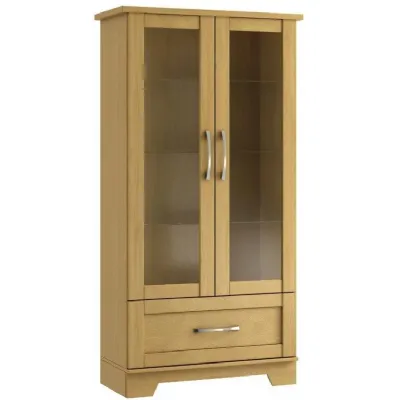 Oak or Grey 2 Door Low Display Cabinet, No Lights