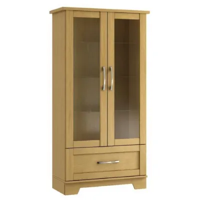 Oak or Grey 1 Drawer Midi Display Cabinet with Lights