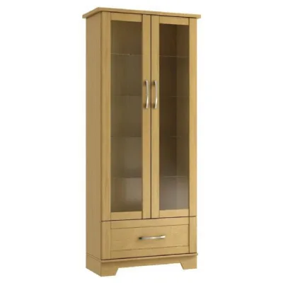 Oak or Grey 2 Door Tall Display Cabinet, No Lights