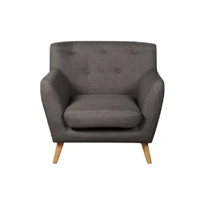Dark Grey Fabric Buttoned Back Arm Chair