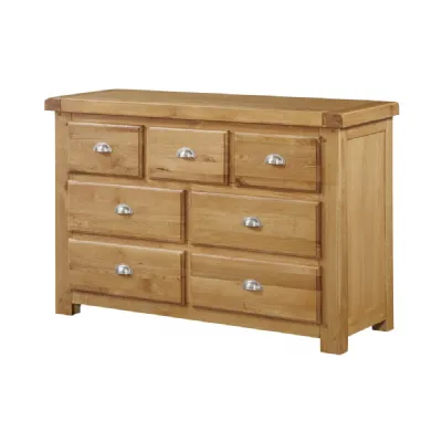 Solid Oak 3 over 4 Chest of Drawers with Chrome Handles