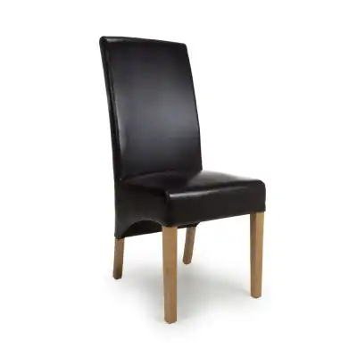 Brown Leather High Back Dining Chair