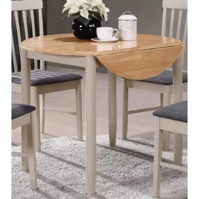 Light Oak and Grey Painted Drop Edge Round Dining Table