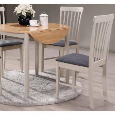 Light Oak and Grey Drop Edge Round Dining Table and 2 Dining Chairs