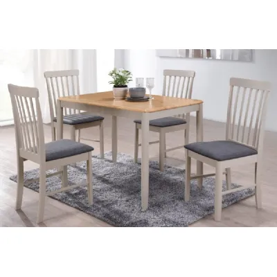 Light Grey and Oak Rectangular Dining Table and 4 Chairs