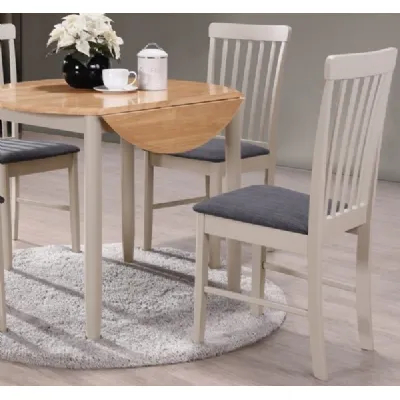 Light Oak and Grey Drop Edge Round Dining Table And 2 Chairs