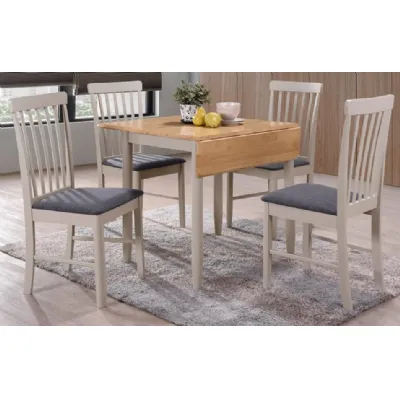 Light Oak and Grey Painted Drop Edge Square Dining Table and 4 Chairs