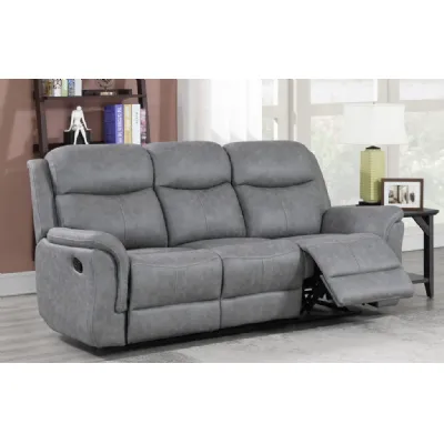 Slate Grey Fabric 3 Seat Manual Recliner Sofa