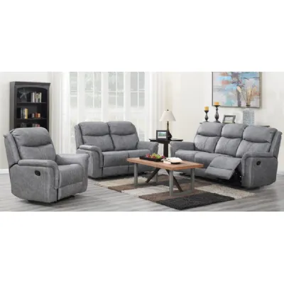 Grey Fabric 2 Seat Manual Recliner Sofa