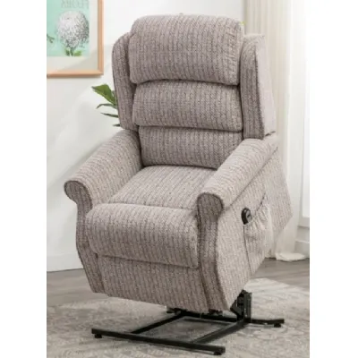 Dual Motor Electric Lift and Rise Fabric Recliner Chair in Latte Fabric