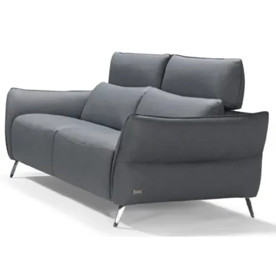 Italian Grey Leather 3 Seater Sofa