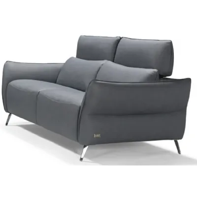 Grey Italian Leather 2 Seater Sofa Fixed