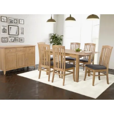 Light Solid Oak 120cm Extending Ding Set, 4 Oak Dining Chairs