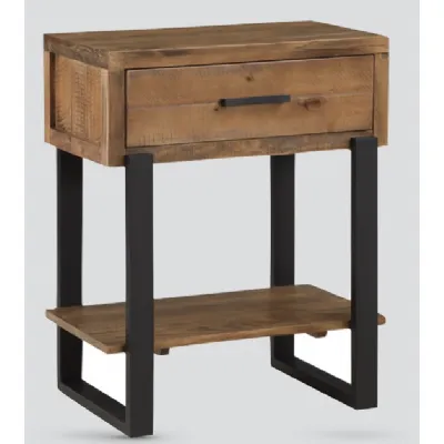 Rustic Solid Pine Console Table with Drawer