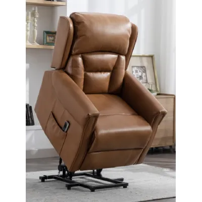 Brown Leather Lift and Rise Dual Motor Recliner Chair