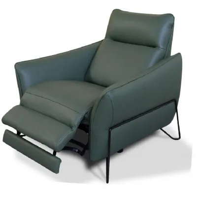 Full Italian Leather 1 Seat Electric Reclining Armchair with Black Metal Legs