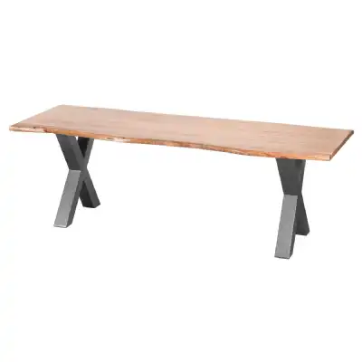Modern Style Live Edge Acacia Wood Large X Leg Rectangular Dining Table 78 x 100cm