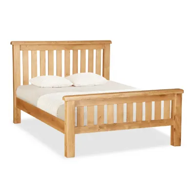 Rustic Solid Oak Slatted High End 4ft 6 Double Bed