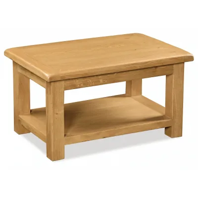 Rustic Solid Oak 110cm Coffee Table with Shelf