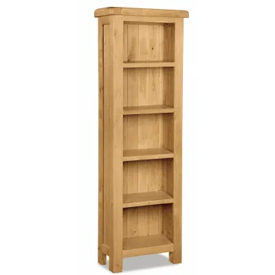 Rustic Solid Oak Slim Tall Bookcase