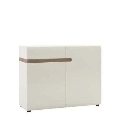 Living 1 drawer 2 door sideboard in white With an Truffle Oak Trim