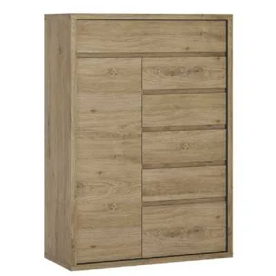 Modern Handle Free 1 Door 6 Drawer Storage Cupboard 123cm Tall 86cm Wide
