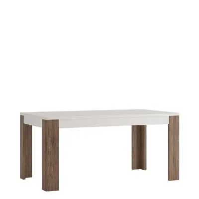 Modern Dark Oak and White Gloss 160cm Fixed Rectangular Dining Table