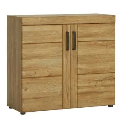 Small Oak 2 Door Storage Cabinet High Quality 93cm Wide