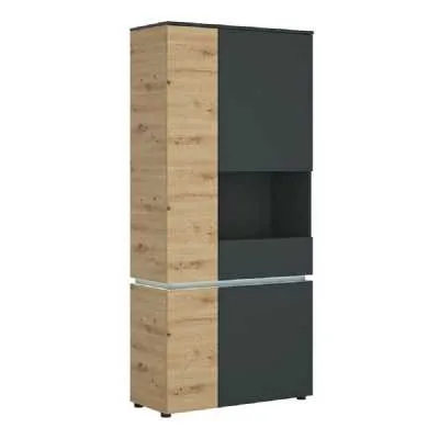 Luci 4 door tall display cabinet RH in Platinum and Oak