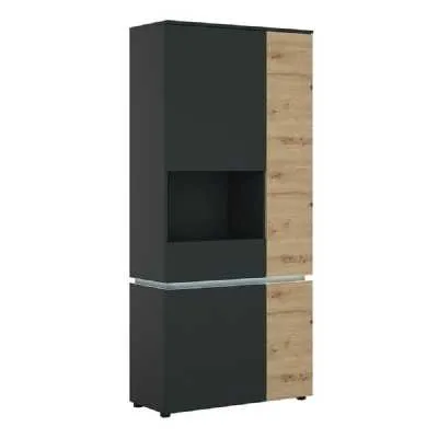 Luci 4 door tall display cabinet LH in Platinum and Oak