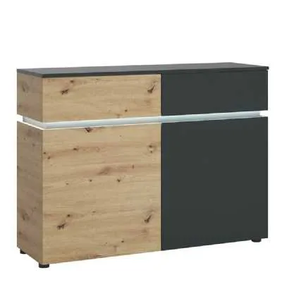Luci 2 door 2 drawer cabinet in Platinum and Oak