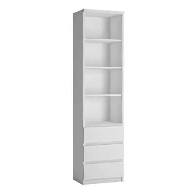Fribo Tall narrow 3 drawer bookcase in White