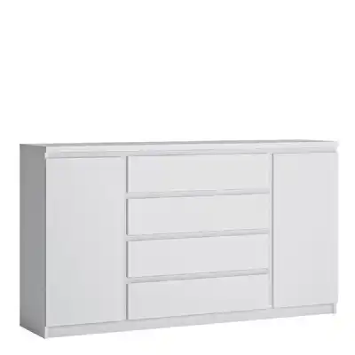 Modern White Sideboard 4 Centre Drawers