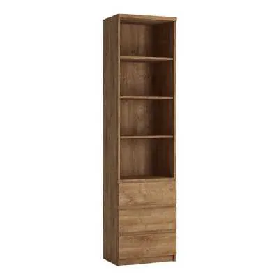 Fribo Tall narrow 3 drawer bookcase in Oak
