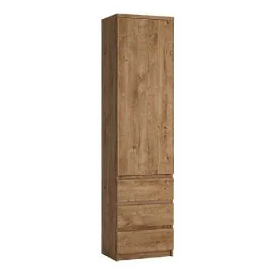 Fribo Tall narrow 1 door 3 drawer cupboard in Oak