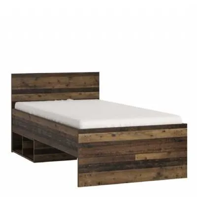 Industrial Brooklyn Walnut Single 3ft Bed with 2 Open Storage