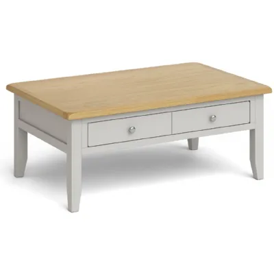 Solid Oak and Grey Painted 110cm Coffee Table