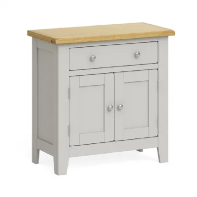 Solid Oak and Grey Painted 75cm Mini Sideboard