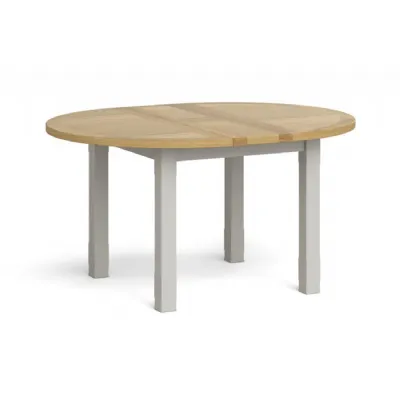 Solid Oak and Grey Painted Round 1.2 Extending Dining Table