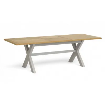 Solid Oak and Grey Painted 1.9 Extending X Leg Dining Table