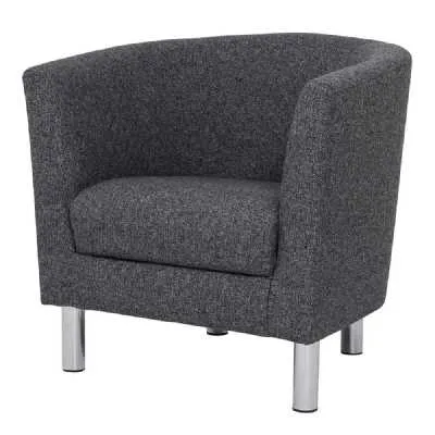 Modern Dark Grey Fabric Armchair on Chrome Metal Legs