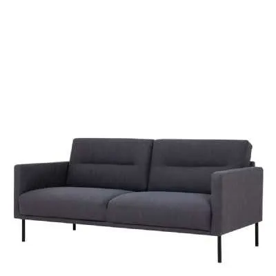 Medium 2.5 Seater Sofa Fabric Dark Grey on Black Metal Legs