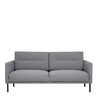 Modern Medium 2.5 Seater Sofa Fabric Pale Grey on Black Metal Legs